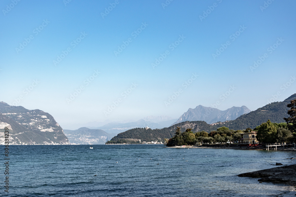 Iseo lake in nice and clear day, Italy.