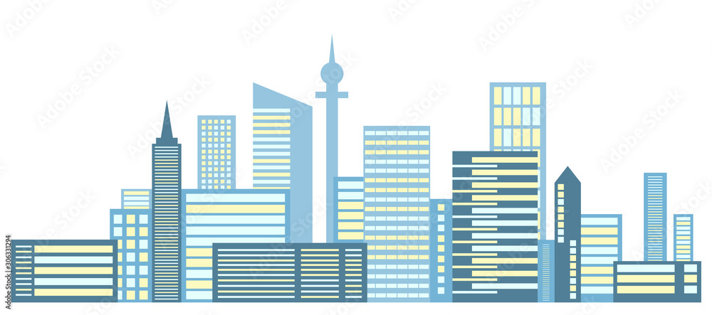 City logo, cityscape, metropolis. The urban landscape. Vector illustration of a big city.