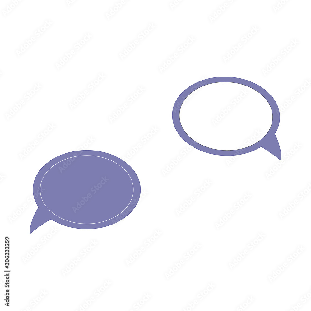 One filled in and one empty grayish purple speach bubble One filled in and one empty grayish purple speach bubble