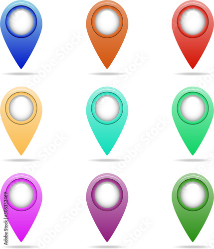 Free Download Map pointer 3d pin. Map pointer vector illustration. Location symbols. Web location point, pointer 3d arrow mark. Vector illustration. - GFXLoad