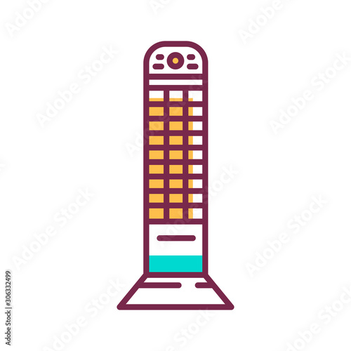 Infrared vertical heater color line icon. Device with a higher temperature which transfers energy to a body with a lower temperature throug. Electromagnetic radiation. UI UX GUI design element.