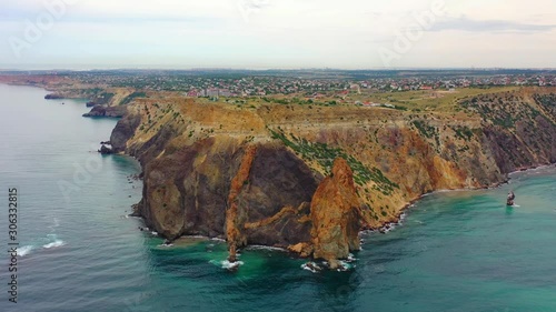 Aerial view of amazing cliffs in sunny day - Old Head of Kinsale, Ireland