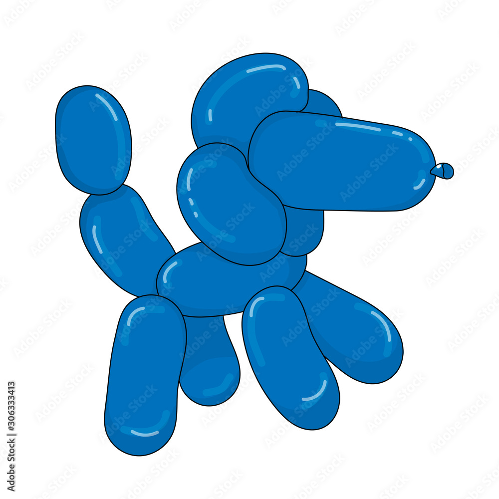 Balloon for children children's illustration balloon dog out of blue balloons children`s balloon flies white background Balloon for children children's illustration balloon dog out of blue balloons children`s balloon flies white background