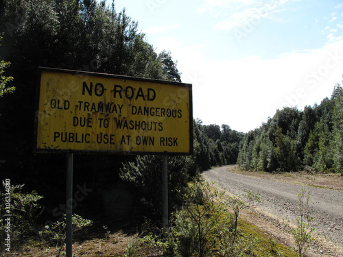 Old road sign in Tasmania Tarkine Region  photo