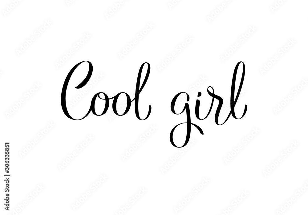 Hand drawn beautiful lettering of Cool Girl, vector isolated on white background. Can be used for your design or print your t-shirt.