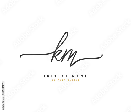 K M KM Beauty vector initial logo, handwriting logo of initial signature, wedding, fashion, jewerly, boutique, floral and botanical with creative template for any company or business.