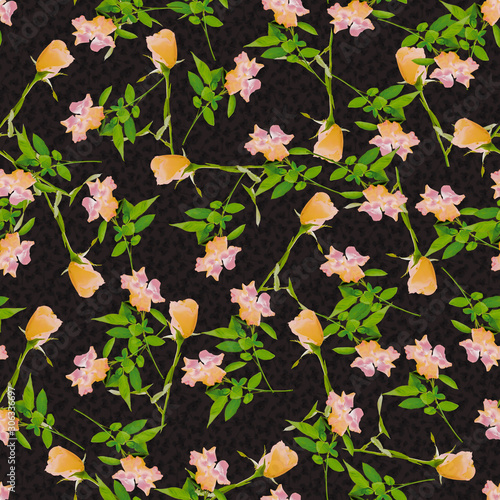 pink rose flowers with leaves pattern