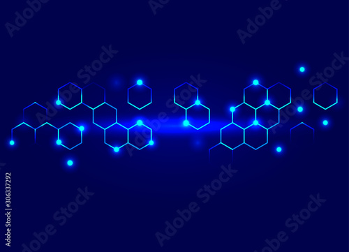 Fototapeta Naklejka Na Ścianę i Meble -  Honeycomb shiny blue  background. Vector illustration for poster