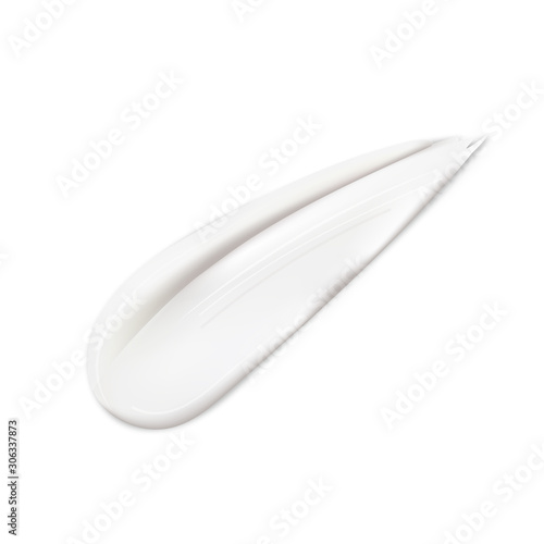 Cream texture stroke isolated on transparent background. Facial creme, foam, gel or body lotion skincare icon. Vector face cream cosmetic product smear swatch.