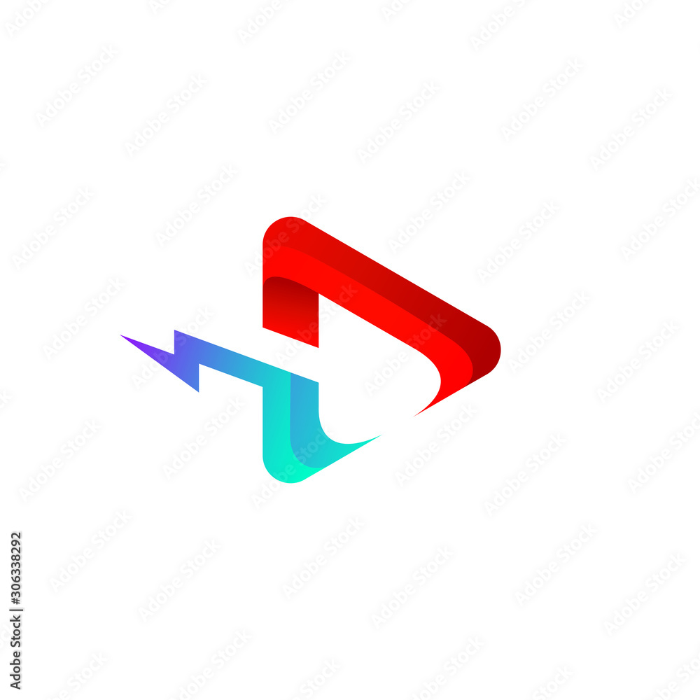 play button with thunder for your company play button with thunder for your company