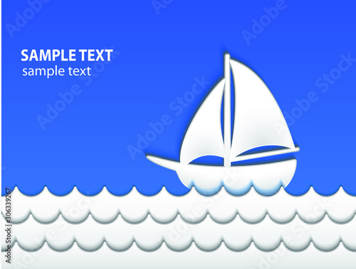 sailing boat 3d paper shape background