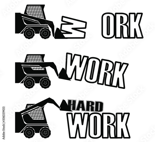 excavator work / silhouette bobcat set/ vector illustration