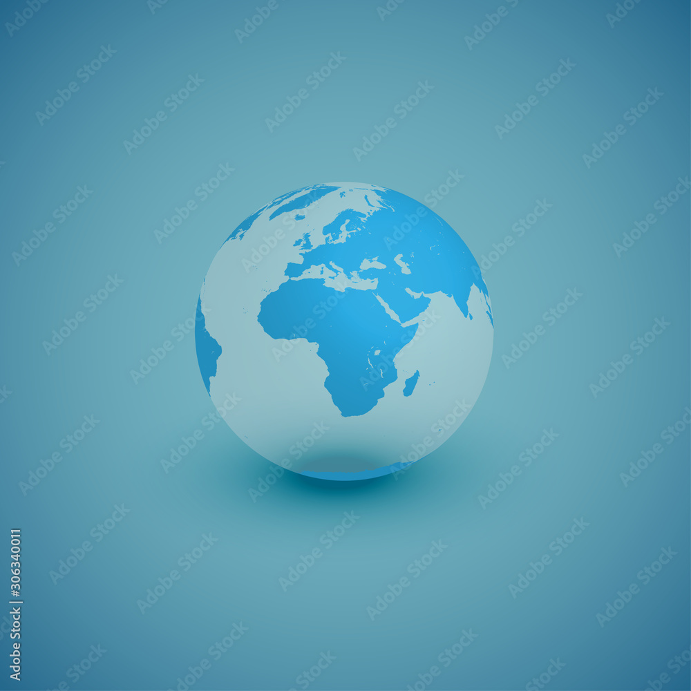 Light world globe map on blue background, vector illustration Light world globe map on blue background, vector illustration