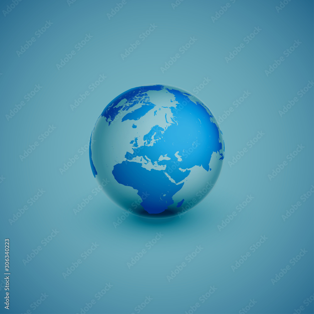 Light world globe map on blue background, vector illustration Light world globe map on blue background, vector illustration