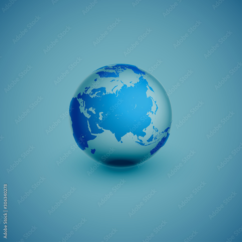 Light world globe map on blue background, vector illustration Light world globe map on blue background, vector illustration