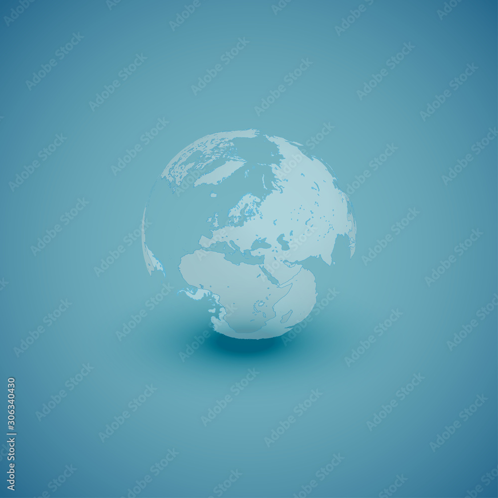 Light world globe map on blue background, vector illustration Light world globe map on blue background, vector illustration