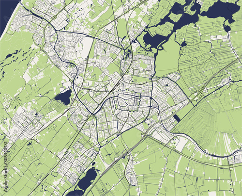 map of the city of Leiden  Netherlands