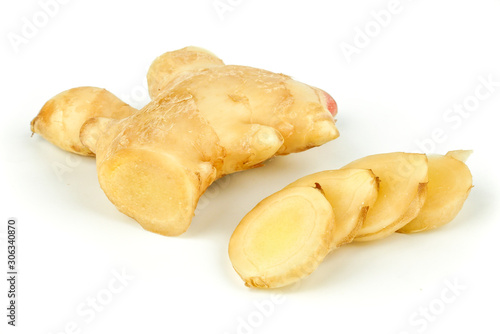 Fresh ginger root or rhizome isolated on white background, Ingredients of herbs for healing and healthy food or Natural therapy concept
