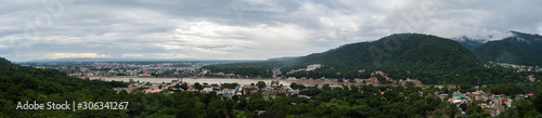 A panoramic view of Rishikesh from the top of Bhootnath Temple in Rishikesh  India