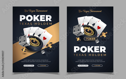 Fotografia Casino banner with casino chips and cards