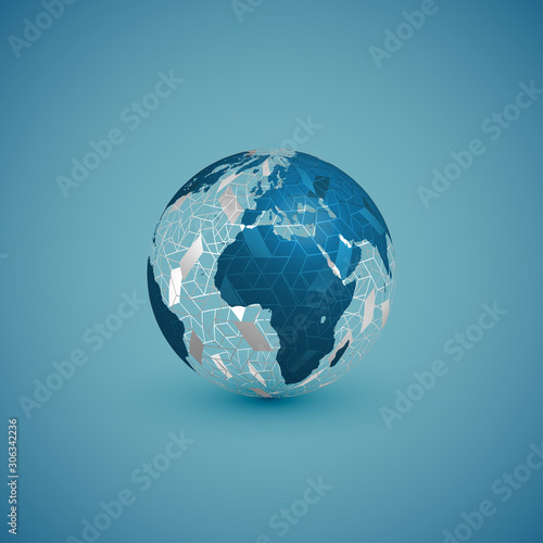 Blue globe map with pattern sphere  vector illustration