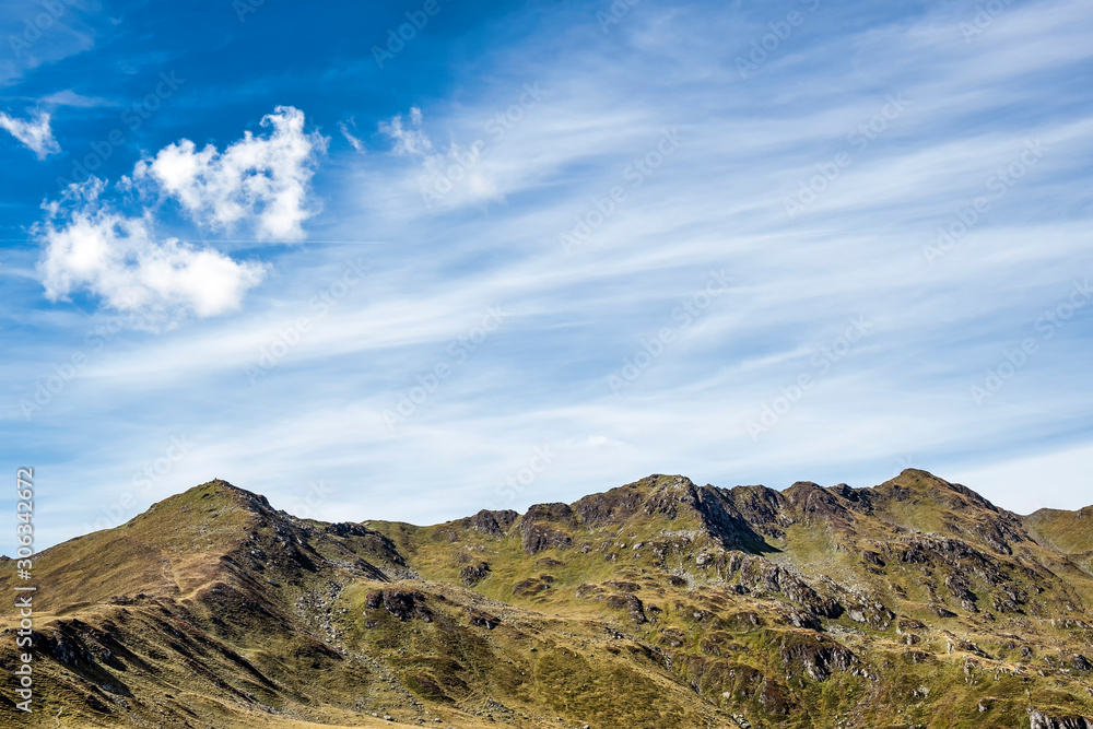 Mountain range landscape against blue sky, Zillertal, Austria Mountain range landscape against blue sky, Zillertal, Austria