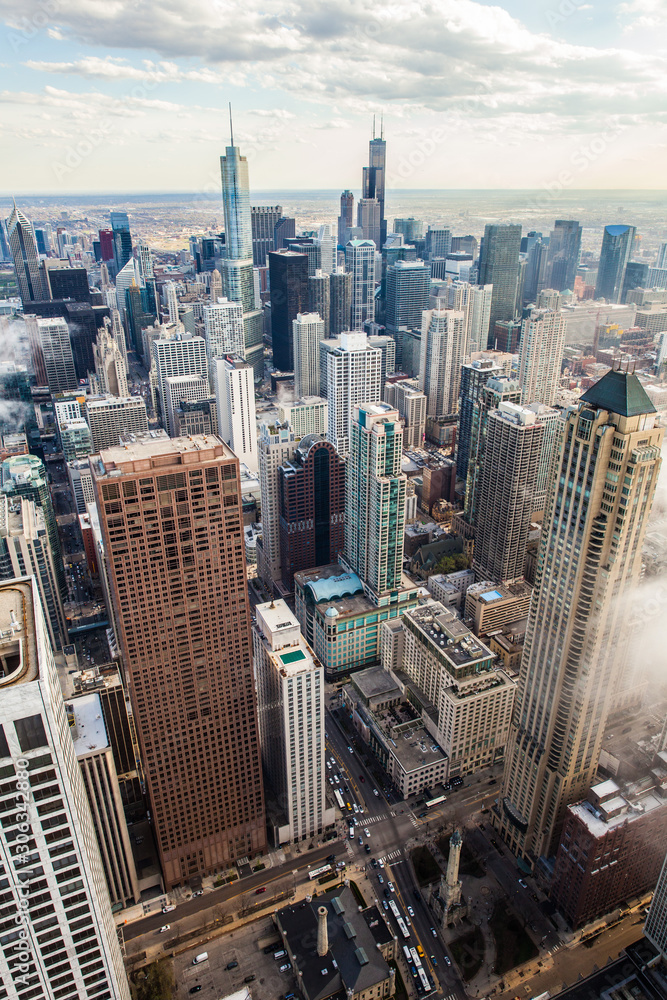 Obraz premium Aerial view of Chicago city skyline