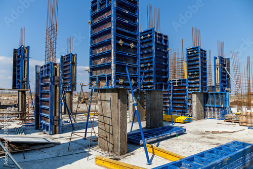 Formwork of concrete structure columns photo
