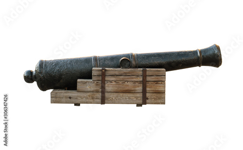 Canvas Print Antique eighteenth century cannon isolated on white