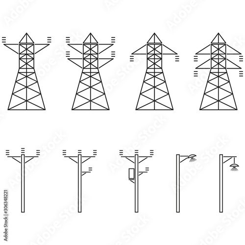 Electric tower. Electricity icons suitable for info graphics, websites and print media and interfaces. Vector illustration.