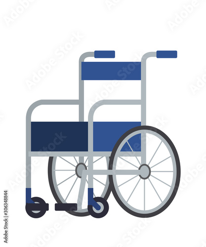 Wheelchair for disabled people movement on white