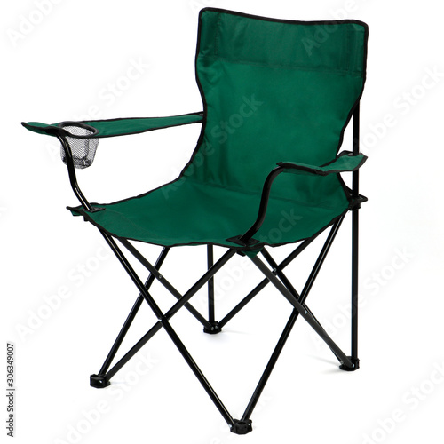 folding camping chair isolated on white background photo