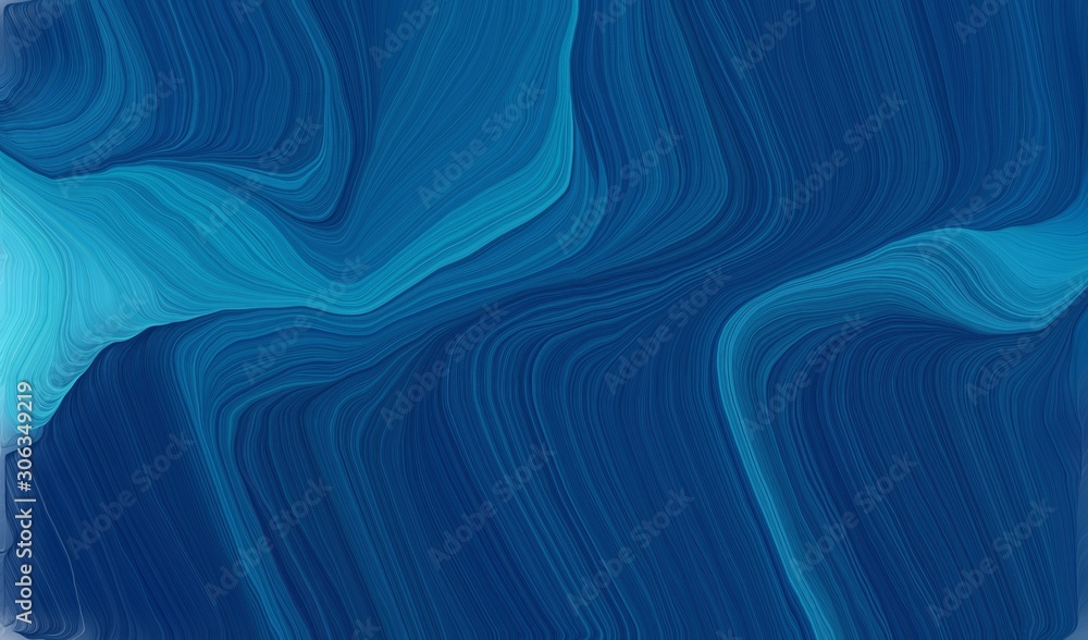Fototapeta modern soft swirl waves background design with midnight blue, light sea green and dark cyan color