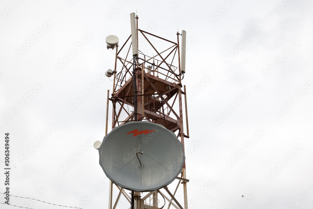 Metal tower with antennas