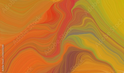smooth swirl waves background illustration with coffee, golden rod and firebrick color © Eigens