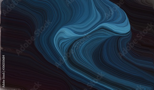 elegant curvy swirl waves background design with very dark blue, teal blue and dark slate gray color