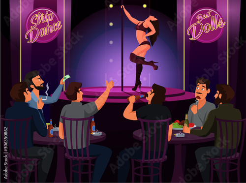 Strip dance flat vector illustration