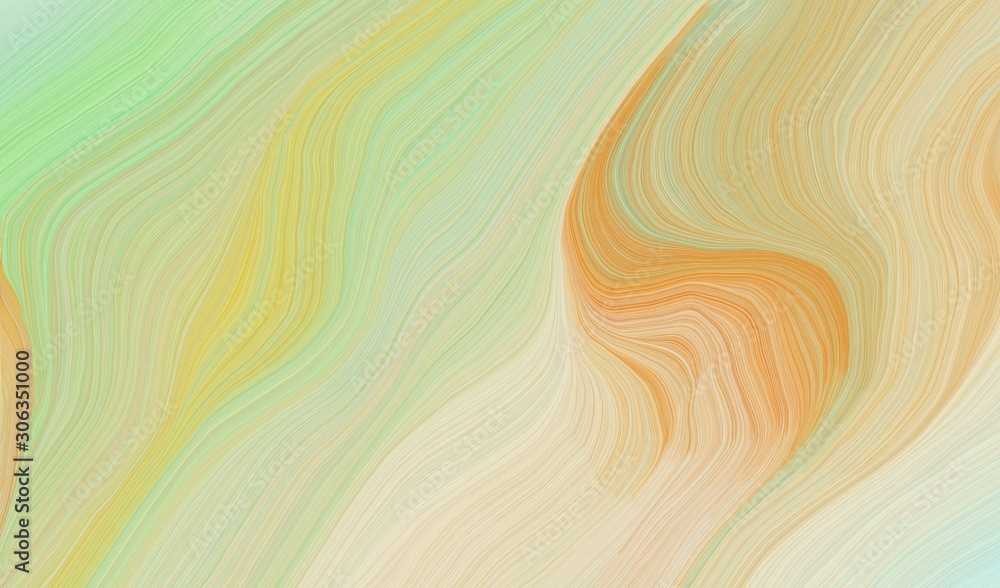 abstract waves illustration with tan, pale golden rod and tea green color