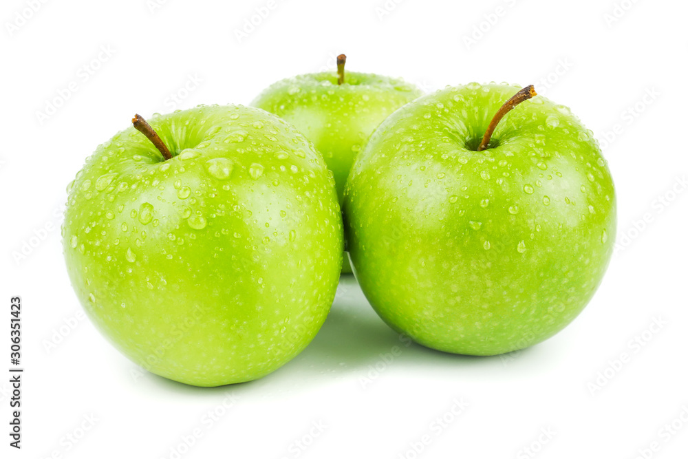 Fresh Ripe green apple isolated on a white background, fruit healthy concept Fresh Ripe green apple isolated on a white background, fruit healthy concept