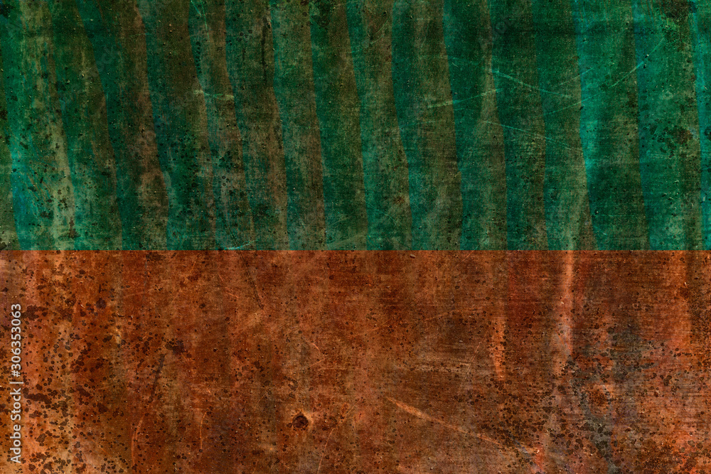 Naklejka premium Cracked and old metallic texture. Silver colors in green, ocher and oranges
