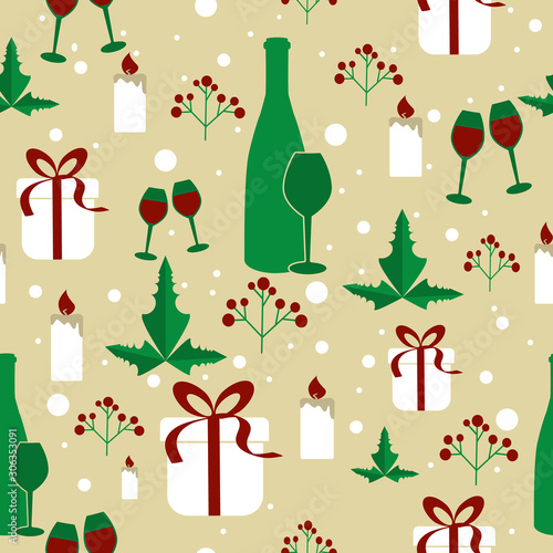 pattern, seamless,christmas, winter, wine,bottle, holiday, paper,wrapping,wallpaper, 