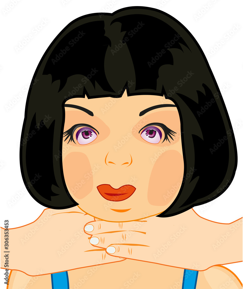 Two hands on neck of the young beautiful girl Two hands on neck of the young beautiful girl
