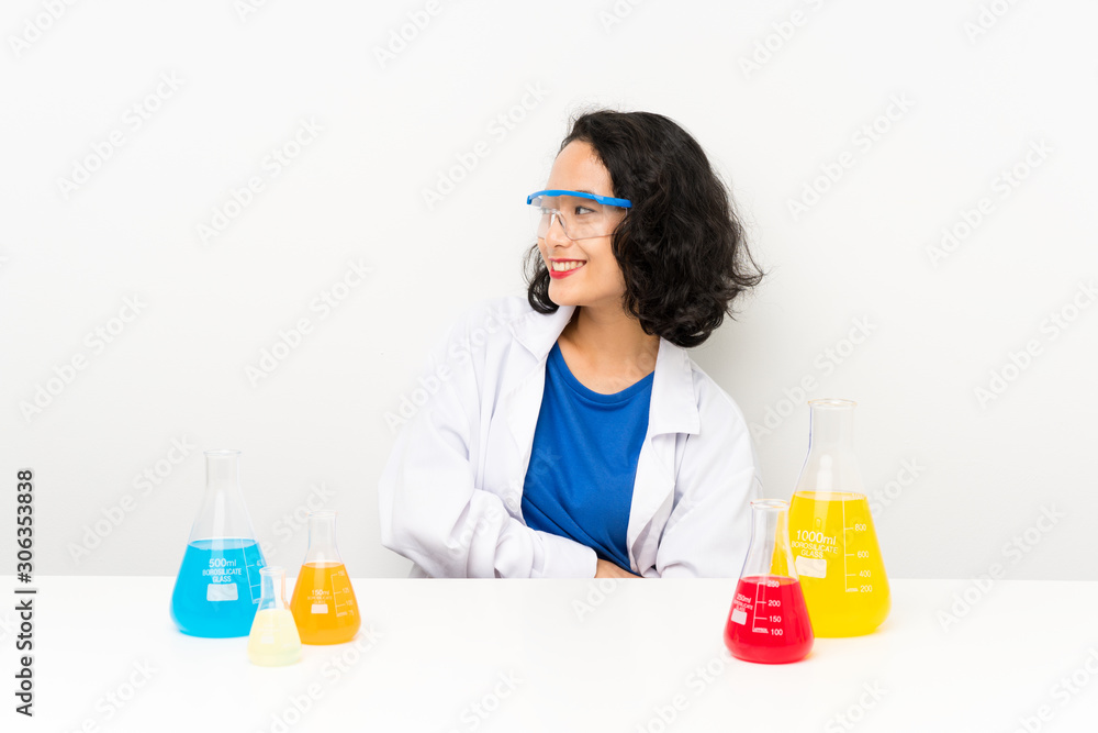 Young scientific asian girl laughing Young scientific asian girl laughing