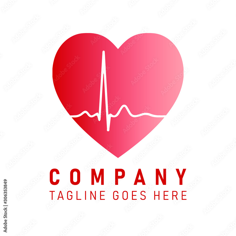 A company logo icon template. Vector illustration image. Corporate brand business Tagline symbol sign. Isolated on white background. healthcare heart ecg doctor