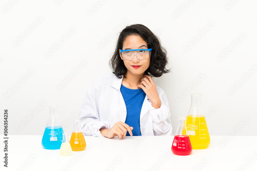 Young scientific asian girl thinking an idea Young scientific asian girl thinking an idea
