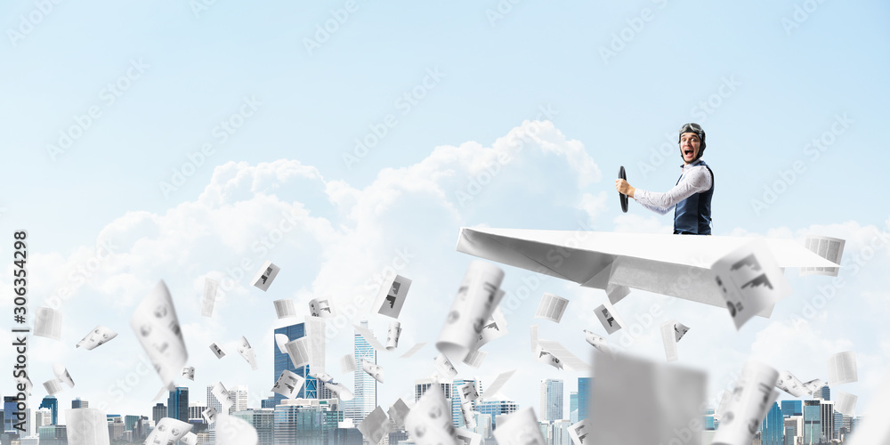 Creative business process concept with funny pilot Creative business process concept with funny pilot