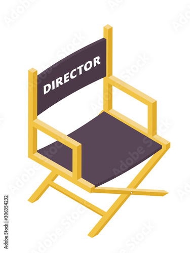 Movie director chair isometric vector illustration