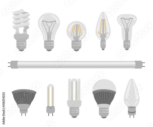 Light bulbs realistic vector illustrations set