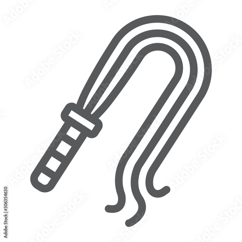 Leather whip line icon, sex toy and adult, bdsm whip sign, vector graphics, a linear pattern on a white background, eps 10.