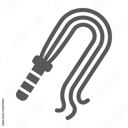 Leather whip glyph icon, sex toy and adult, bdsm whip sign, vector graphics, a solid pattern on a white background, eps 10.